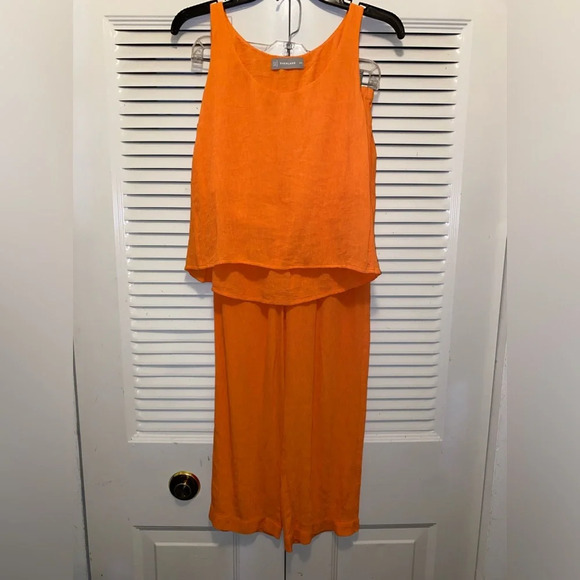 Everlane Orange Plisse Top and Pants Set - Picture 3 of 7